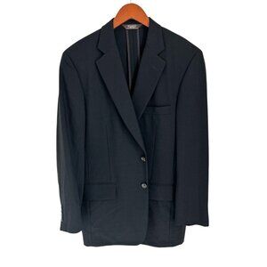 Paul Stuart Mens Classic Black Wool Suit Jacket 2 Button Notch Lapel Blazer Size